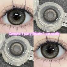 Lentes de contacto colores nuevos compra uno lleva otro gratis lentes delgados diámetro grande 14.5 mm desechables anuales con pinzas y clips colores al azar ideal para Halloween fiestas cosplay - Multicolor - Ver 10