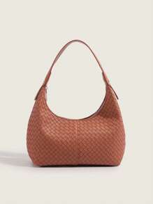 Bolso de hombro en forma de media luna tejido, diseño de nicho minimalista para debajo del brazo, bolso de mujer de pequeña capacidad y elegante, adecuado para chicas, damas, estudiantes universitarias, recién incorporadas al trabajo y trabajadoras de oficina, excelente para combinar con atuendos