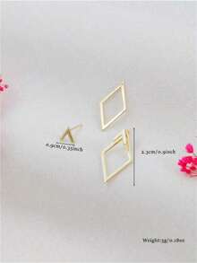 1pair Minimalist Geometric Hollow-Shaped Front And Rear Earrings, Earrings Designed Two Ways Of Wearing, Unique-Shaped Ear Women
