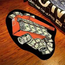 1pc Faux Wool Simple Creative Dollar Design Carpet, Fluffy Soft Comfortable Bedroom Sofa Bedside Rug, Home Decor Easy Care Rug Mat