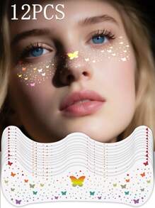 Glitzer Sommersprossen Gesichtstattoo, Glitzer Sommersprossen für das Gesicht, 24/12/6/4/2 Stück goldene Glitzer Sommersprossen, Gesichts-Glitzer Make-up Patches