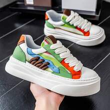 Summer Men's Shoes, Breathable And Versatile, Casual, Niche, Original Design Sneakers, And Teenagers' Sports Height-Increasing White Shoes - 綠色 - 查看 2