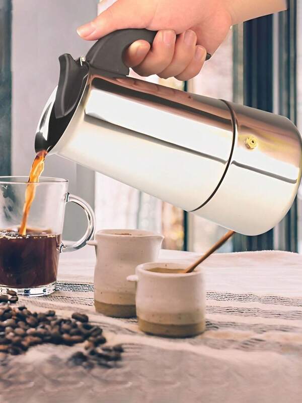 1pc Stainless Steel Moka Pot - Portable, 2/4/6/9 Cups, Metal Latte Filter, Italian Stovetop Espresso Maker