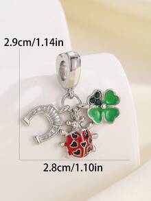 1 件欧美风格水钻三叶草、瓢虫、花朵串珠吊坠 DIY 手链、珠子、吊坠、饰品、创意 DIY 配件 - 彩色 - 查看 5