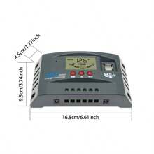 100A MPPT 太阳能充电控制器 12V 24V LCD 显示屏 30-100A 电池智能调节器最大 46V 输入双 USB 适用于铅酸/锂电池，太阳能电池板和电池的自动太阳能充电器