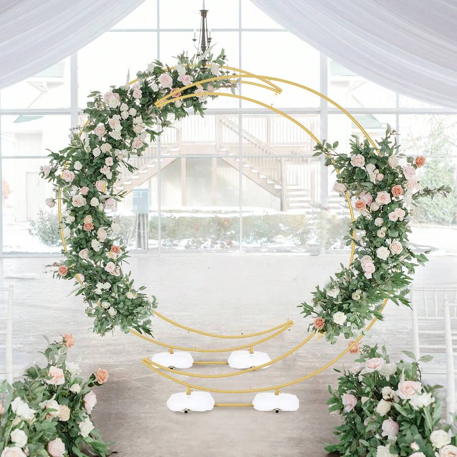 2Pcs 6.9FT Gold Balloon Arch Stand,Half Moon Metal Wedding Arches Backdrop For Wedding Ceremony ,Birthday Party,Valentine's Day Christmas Decorations - Gold (2Pcs) - View 1