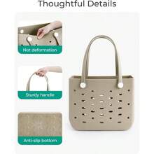 Beach Bag For Women Waterresistant Rubber Tote Bag Sandproof Vacation Essentials For Summer Swim Cruise Pool - 藍色 - 查看 6