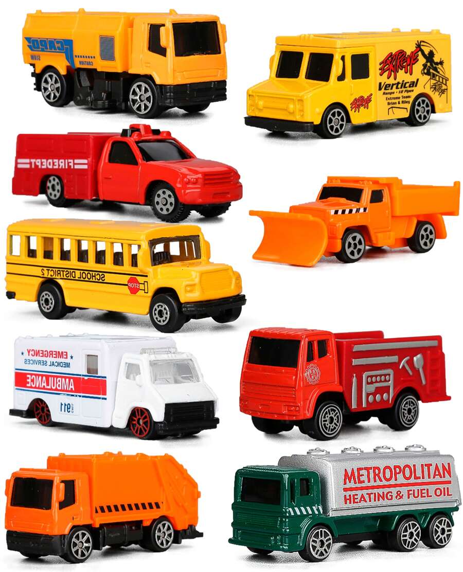 Burago Transporter Series Alloy Vehicle Set Of 9 Pieces - Durable Metal Children's Toy Car Suitable For Ages 3 And Up, Gift For Boys On Their Birthday