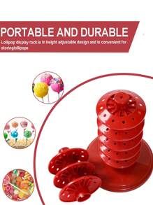 1pc, Adjustable Multi-Tier Red Lollipop Stand, Red Plastic Candy Display Holder With Tree-Shaped Design, Multi-Level Insertion & No Electricity Needed For Kitchen, Christmas Theme Party Table Centrepieces Lollipop Display Stand, Dining Room Decor, Candy Bar Supplies, Birthday & Wedding Parties, Candy And Snacks, Party Dessert Station, Christmas Festival Decor Item, Sturdy Construction