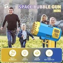 Handheld Fully Automatic Bubble Gun Toy Electric Gun Rocket Launcher Bubble Making Machine Kids Bubble Blower [Battery And Bubble Solution Not Included] - Blue - View 7