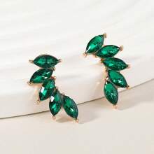 一对镶钻彩色优雅耳钉，适合日常佩戴 - 黑色 - 查看 14