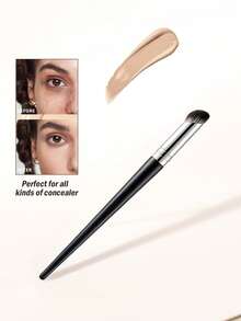 1 件斜角遮瑕刷，专业遮瑕化妆工具，适用于液体霜遮瑕 - 黑銀色 - 查看 4