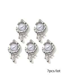 7/14 件随机 Y2K 风格白色吊饰类型包括心形和蝴蝶结吊坠、DIY 项链、手链和耳环配件材料 - 白色 - 查看 14