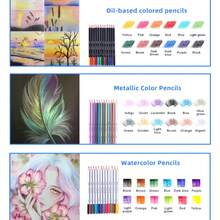 76 件套绘画套装素描套装、彩色铅笔、专业美术用品（含彩色素描本、水彩、2D 平面），非常适合房间装饰、返校季学校用品、学生文具、学习礼物 - 彩色 - 查看 9