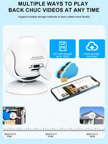 Reletech 360° Wireless Security Camera - Motion & Area Detection, Large Battery, WiFi Hotspot, TF Card & Loop Recording(Home/Shop)​Multi-Scene Adaptability