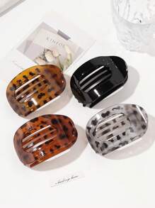 法式扁平椭圆发夹、豹纹发夹、多功能发夹、扁平鳄鱼皮发夹、弧形树脂发夹、发饰 - 彩色 - 查看 4