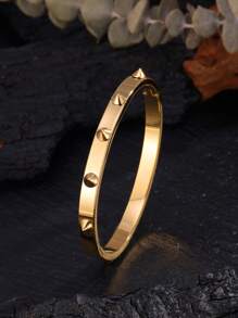 1 件时尚朋克嘻哈夸张铆钉不锈钢袖口手链，镶嵌人造锆石钻石，适合女性日常佩戴，礼物