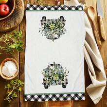 2 Stücke Auto- und Blumenmuster Küchentücher, hochabsorbierend, ideal zum Kochen, Backen, für Küche und Badezimmer