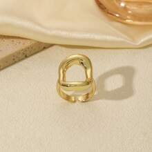 1pc Minimalist Alloy Adjustable Asymmetrical O-Shape Ring, Party Accessory