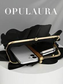 OpulAura 女士优雅迷人花瓣宴会手拿包，褶边设计晚礼服手提包，适合婚礼/度假/正式派对/舞会，配有链式肩带，花瓣形状随机 - 黑色 - 查看 4