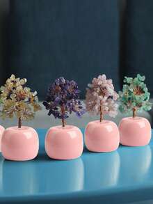 2025 New Small White Crystal Tree Decoration, Christmas Dining Table Decor Gift, Home Decor, Kitchen Decor, Room Decor, Party Decor, Decorative Craft, Desk Ornament, Dining Table Centerpiece, Party Favor Decoration, Christmas Decoration, Christmas Gift, Bedroom Decor, Office Decor, Room Decor Accessories, House Decor, Living Room Decor, Office Desk Decor, Tabletop Decor, Excellent Teacher Gift, Mother's Day Gift - White Powder Base - View 3