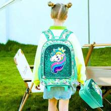3PCS Rolling Backpack For Girls, Crown Unicorn Kids Roller Wheels Bookbag, Wheeled School Bag With Lunch Bag