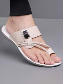 Men's Summer New Breathable Anti-Slip EVA Thin Sole Sandals, Fashionable Casual Strap Beach Slippers - Beige - View 8