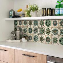24 piezas Adhesivos decorativos de estilo mandala autoadhesivos y removibles para decoración del hogar (no son azulejos). Resistentes al agua y al aceite, adecuados para la cocina, salpicadero de cocina autoadhesivo, adhesivos con temática de alimentos, aptos para decorar la sala de estar, dormitorio, cocina, oficina, baño y otras habitaciones - Multicolor - Ver 10