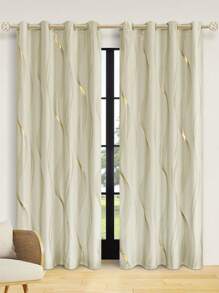 1片銀箔波紋款遮光窗簾,隔熱且防uv,適用於客廳和臥室 - 黑色 - 查看 14