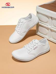 HOBIBEAR 男女通用休闲鞋，宽头，纯色，轻便，舒适系带，男女皆宜的步行鞋，软底，轻便，赤足鞋（小 1 码） - 全白 - 查看 1