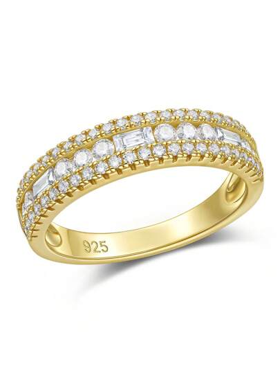 AIHUASI 1 Stück zierlicher Moissanit-Diamant Eheringe in Gelbgold-Farbe für Frauen, 925er Sterling Silber Ewigkeitsringe mit 1,1 Karat Smaragdschliff D-Farbe VVS1 Moissanit, Verlobungsringe, hochwertiger Schmuck, Valentinstag Geschenk