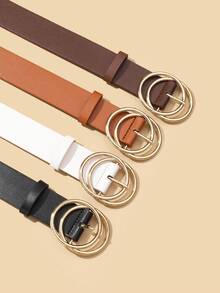4pcs Double Ring Buckle Decor Minimalist Fashion Versatile Women Waist Belt, Suitable For Daily Use Fall, Autumn, Halloween - Multicolor - View 4