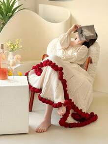 1 Piece Rose Bouquet Blanket, Handmade DIY Material Kit, Crochet Flower Blanket, Bellflower Blanket, Holiday Handmade Gift, Wedding Souvenir Birthday Gift - 彩色 - 查看 8