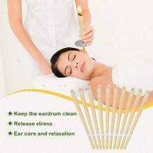 2/5/10/25pcs Ear Cleaning Sticks Set With Ear Candles, Flame Retardant Trays And Cleaning Sticks – Soft & Safe Wax Removal Tools For Home Spa, Travel & Daily Hygiene