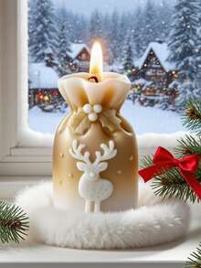 1 件圣诞礼品袋 3D 蜡烛硅胶模具，适用于 DIY 香薰蜡烛、石膏工艺品和树脂艺术 - 柔软且可重复使用，非常适合节日礼物和入口装饰 - 硅胶模具 - 白色 - 查看 5