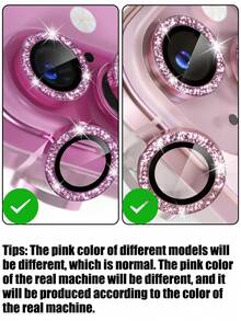 ZYONS 3 buah Pelindung Lensa Kamera Warna Pink, Kompatibel dengan iPhone 17 Pro Max/17 Pro/17 Air/17/16 Pro Max/16 Plus/16E/15 Pro Max/14/13/12/11, Pelindung Layar Kamera Kaca Tempered 9H dengan Dekorasi Cincin Logam (Pink) - Berwarna merah muda - View 6