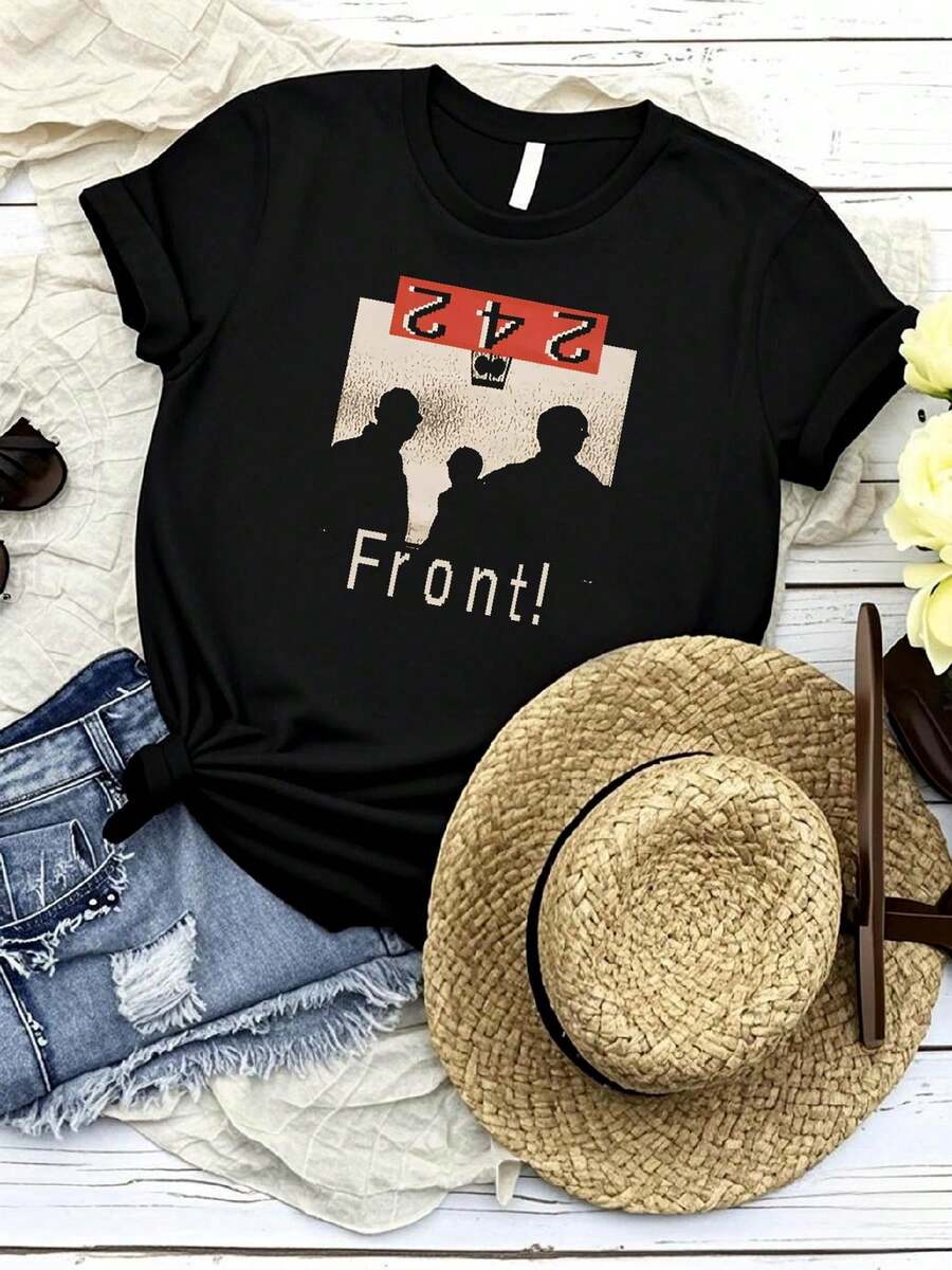 180g Pure Cotton Vtg Front 242 Band Silhouette Country Music All Size Black Shirt A106 Stretch Designer Clothes Stylish Versatile Unisex For Women Top For Everyday Wear Summer Casual Breathable Print Round Neck Short Sleeve Men's Streetwear Slightly Soft Fashion Comfortable Graphic