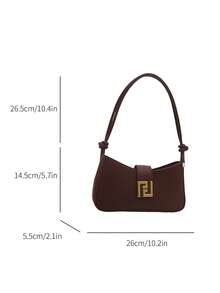 New Luxury Solid Color Versatile Women Shoulder Bag - Coffee - View 3