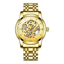 BIDEN Mechanische Herrenuhr, modische automatische mechanische Business-Uhr, ausgehöhltes leuchtendes Zifferblatt, Edelstahlarmband, wasserdichte mechanische Herrenuhr