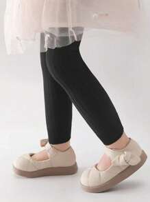 儿童时尚保暖紧身打底裤，针织纯色踩脚裤，适合舞蹈/运动，男女童、婴幼儿均可穿着，秋冬季适用。