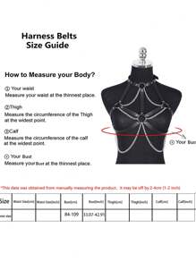 女士性感束腰带、哥特式束缚紧身胸衣、朋克链条流苏装饰、性感内衣吊袜带、万圣节服装、情人节礼物、女士性感配饰