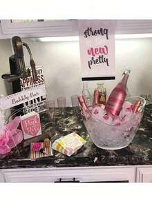 2/3 件装亚克力酒桶带冰勺套装，透明冰桶，户外野餐冰桶，香槟，啤酒便携式水果储物篮，适用于酒吧、厨房、晚宴，户外、露营、鸡尾酒吧配件，适合香槟或啤酒瓶 - 無色 - 查看 6