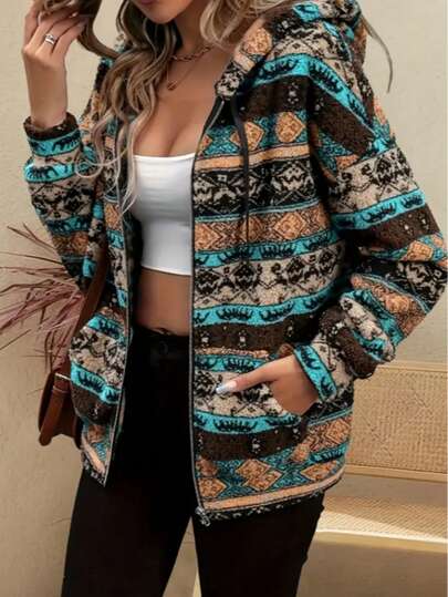 Jaqueta feminina casual com capuz e zíper, manga comprida, solta, minimalista e versátil para uso diário, outono/inverno