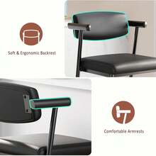 Bar Stools Set Of 4, 26.5" Upholstered Counter Height Bar Stools For 2 With Armrest, Wider Thickened Cushion, Bar Chairs With Backrest For Bar, Dining Room, Kitchen, Black - 黑色 - 查看 4