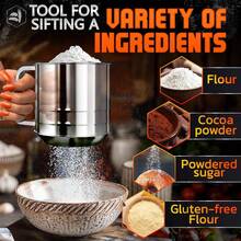 2.5 tazas/3 tazas/5 tazas, Tamizador de harina, Tamizador de acero inoxidable para hornear, Tamizador de malla fina de doble capa, Tamizador de manivela de una mano para azúcar en polvo, Tamiz de harina para hornear pasteles de acero inoxidable: Nuestro tamizador de harina para hornear está hecho de excelente acero inoxidable resistente a la corrosión que es ligero,