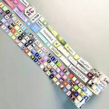 1 Roll English Letter Phrase PET Decorative Adhesive Tape, Suitable For Notebook Decoration, Scrapbooking, Phone Case Decor, Water Bottle Decor, Waterproof And Tear-Resistant, Magazine Collage, Basic English Letter Planner Sticker Tape - Multicolor - View 3