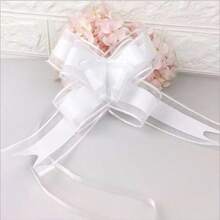 10 件/包雪花欧根纱丝带蝴蝶结，礼品包装丝带，彩色丝带，适用于工艺品、派对、婚礼、婚车 - 白色 - 查看 4
