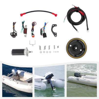 kangten Electric Starter Conversion Kit, Outboard Engine Electric Starter Conversion Kit, Electric Starter Conversion Kit For Dongfa 2-Stroke 9.8HP Outboard Motor