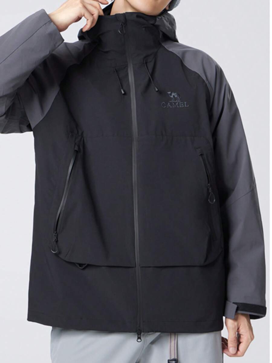 CAMEL CROWN 户外夹克三合一防风防水夹克登山徒步夹克 - 幻影黑/墨灰 - 查看 1