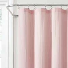 LUSH DECOR Vintage Stripe Yarn Dyed Cotton Blend Shower Curtain Black Single 72x72 Halloween-Fall Decor-Room Decor - 粉色 - 查看 2